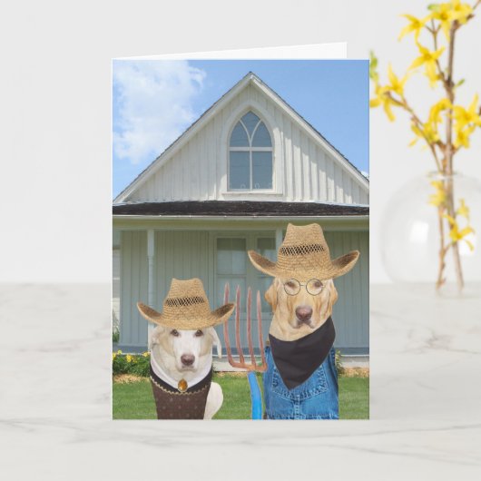  Funny Dog / Lab Kaart van het paar (Gele Bloem)