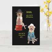 Funny Dog/Lab Kaart voor Funny Dad (Gele Bloem)