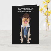 Funny Dog / Lab Verjaardag Kaart voor Guy (Gele Bloem)