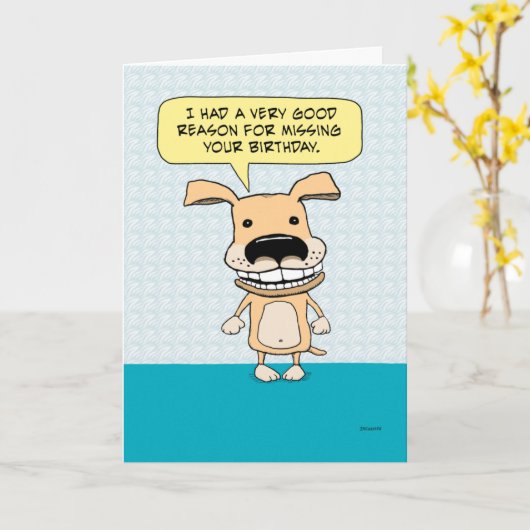 Funny Dog legt uit dat de laatste keer dat de gebo Kaart (Gele Bloem)