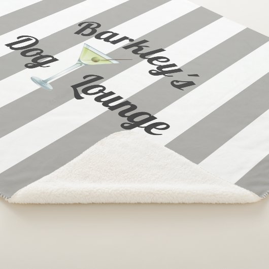 Funny Dog Lounge Personalized Taupe Stripes Sherpa Deken (3/4)