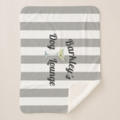 Funny Dog Lounge Personalized Taupe Stripes Sherpa Deken (Voorkant)