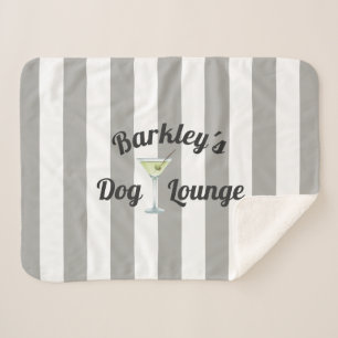 Funny Dog Lounge Personalized Taupe Stripes Sherpa Deken