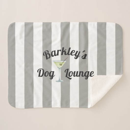 Funny Dog Lounge Personalized Taupe Stripes Sherpa Deken (Voorkant (horizontaal))