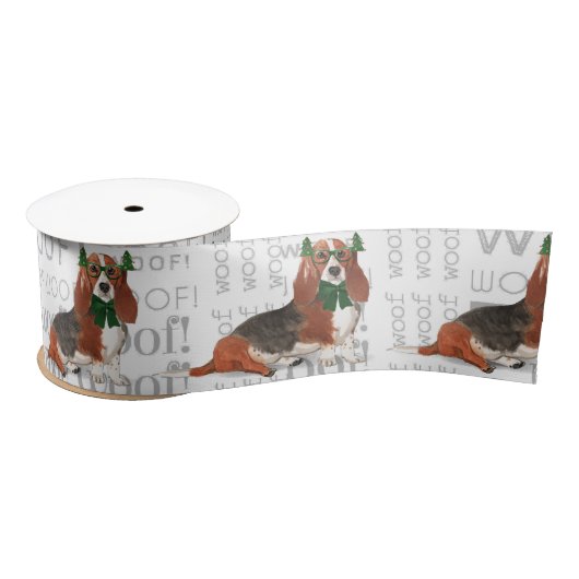 Funny Dog Lover Basset Hound Kerstmis Satijnen Lint (Spoel)