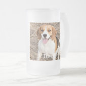 Funny Dog Lover Beer Lover Custom Pet Photo Matglas Bierpul (Voorkant rechts)