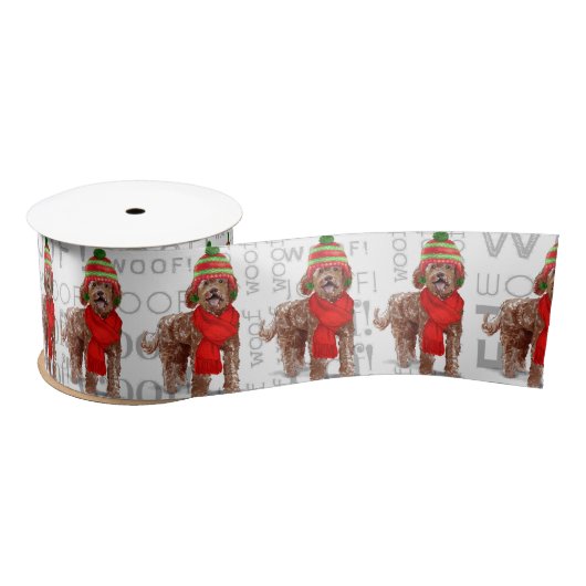 Funny Dog Lover Brown Labradoodle Kerstmis Satijnen Lint (Spoel)
