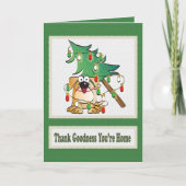Funny Dog Lover Cartoon Rood Groen Kerst Kaart (Voorkant)