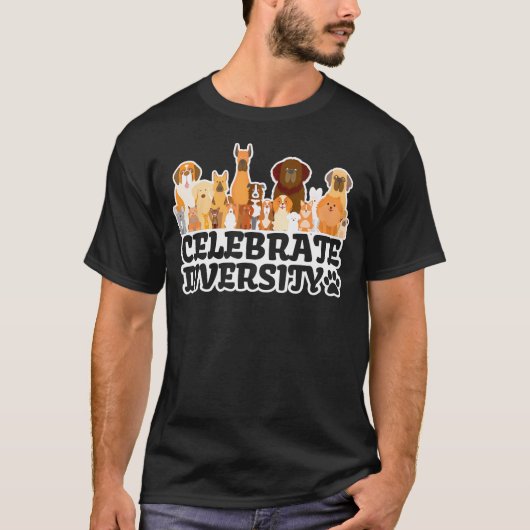Funny Dog Lover 'Celebrate Diversity' Cute Dog T-shirt (Voorkant)