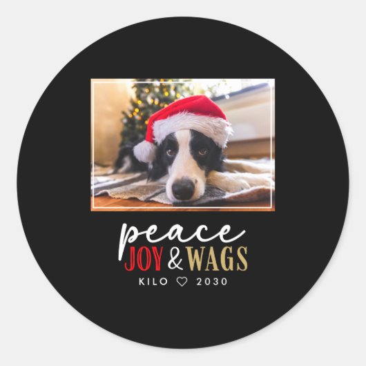 Funny Dog Lover Christmas Photo Cute D  Ronde Sticker (Voorkant)
