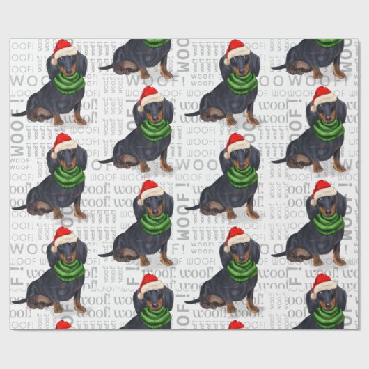 Funny Dog Lover Dachshund in een Santa Hat Cadeaupapier (Vlak)