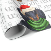 Funny Dog Lover Dachshund in een Santa Hat Cadeaupapier (Rol Hoek)