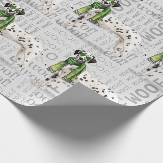 Funny Dog Lover Dalmatian Kerstmis Cadeaupapier (Hoek)
