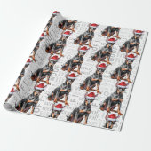 Funny Dog Lover Doberman Pinscher in a Santa Hat Cadeaupapier (Uitgerold)