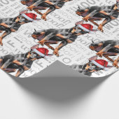 Funny Dog Lover Doberman Pinscher in a Santa Hat Cadeaupapier (Hoek)