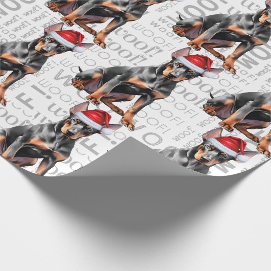 Funny Dog Lover Doberman Pinscher in a Santa Hat Cadeaupapier (Hoek)