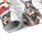 Funny Dog Lover Doberman Pinscher in a Santa Hat Cadeaupapier (Rol Hoek)