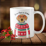 Funny Dog Lover Dog die lomp met kerstavond zoete  Koffiemok<br><div class="desc">Funny winter vakantie kerst mok met een hond dragen rode bril en een "Lelijke" kerst Nordic Sweater. Eigenlijk vinden we hem best schattig! Voeg hierboven uw aangepaste tekst toe of verwijder deze. Perfect voor vakantie cadeau uitwisseling feesten, warme cacao bij het vuur en kerstochtend brunch. Maakt een perfect verjaardags- of...</div>