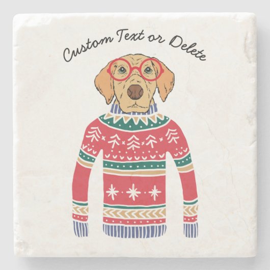 Funny Dog Lover Dog die lomp met kerstavond zoete  Stenen Onderzetter (Voorkant)