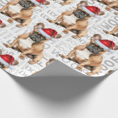 Funny Dog Lover French Bulldog in a Santa Hat Cadeaupapier (Hoek)