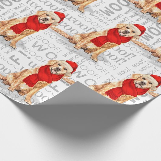 Funny Dog Lover Golden Retriever in een Red Scarf Cadeaupapier (Hoek)