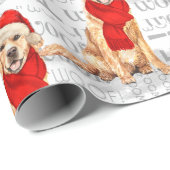 Funny Dog Lover Golden Retriever in een Red Scarf Cadeaupapier (Rol Hoek)