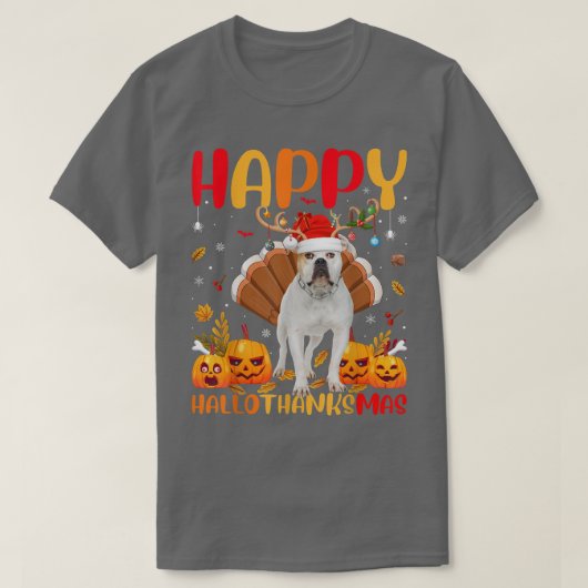 Funny Dog Lover Happy American Bulldog HelloThanks T-shirt (Design voorkant)