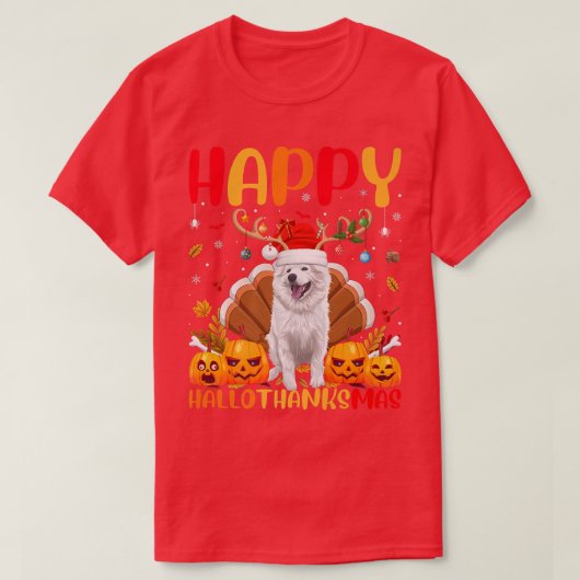 Funny Dog Lover Happy American Eskimo Dog HelloTha T-shirt (Design voorkant)