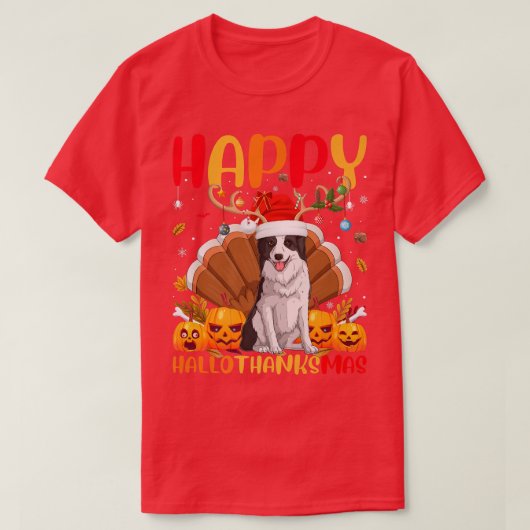Funny Dog Lover Happy Border Collie Dog HelloDank T-shirt (Design voorkant)