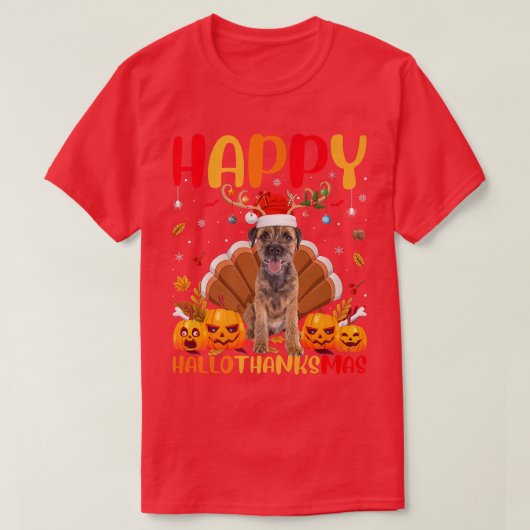 Funny Dog Lover Happy Border Terrier Dog HelloThan T-shirt (Design voorkant)