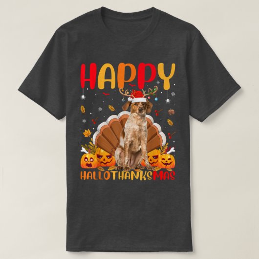 Funny Dog Lover Happy Brittany Spaniel Dog HelloTh T-shirt (Design voorkant)