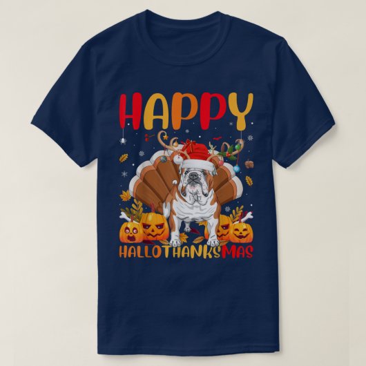 Funny Dog Lover Happy English Bulldog HelloBedankt T-shirt (Design voorkant)