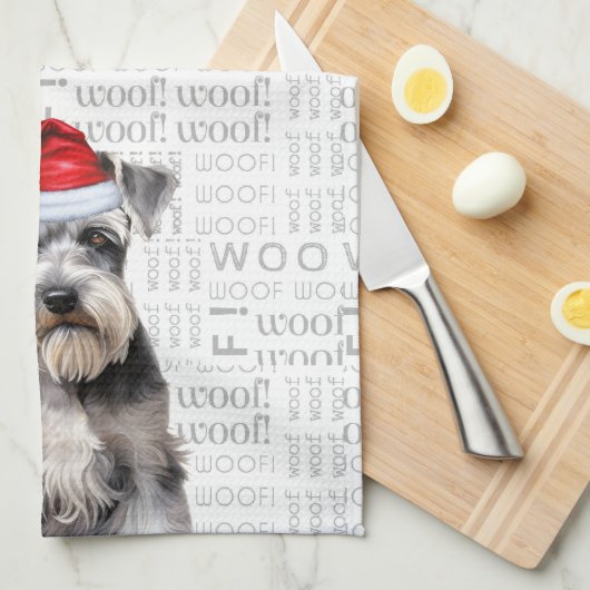 Funny Dog Lover Holiday Schnauzer Christmas Theedoek (Quarter Fold)