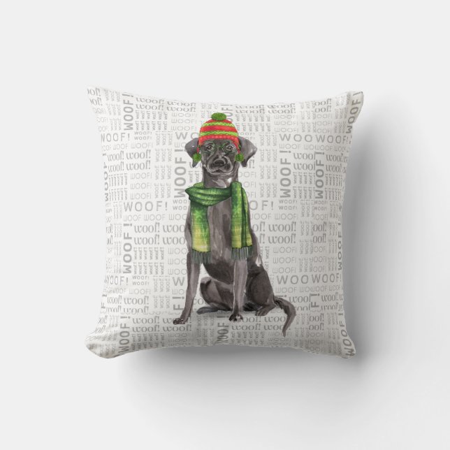 Funny Dog Lover Kerstmis Black Labrador Retriever Kussen (Voorkant)