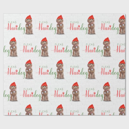 Funny Dog Lover Kerstmis Bruin Cockapoo Cadeaupapier (Vlak)