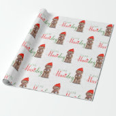 Funny Dog Lover Kerstmis Bruin Cockapoo Cadeaupapier (Uitgerold)