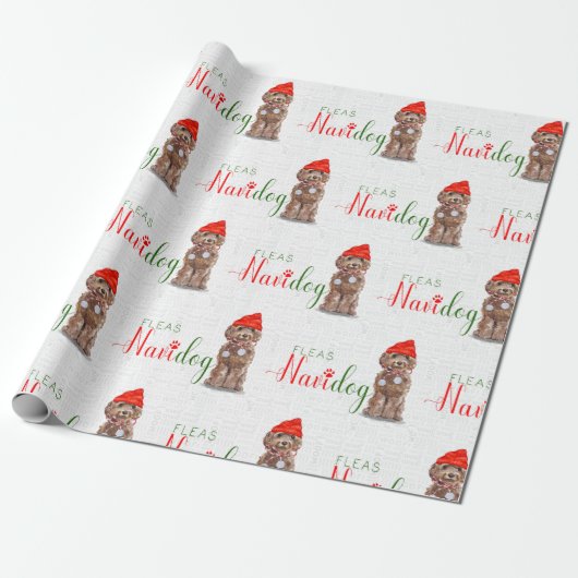 Funny Dog Lover Kerstmis Bruin Cockapoo Cadeaupapier (Uitgerold)