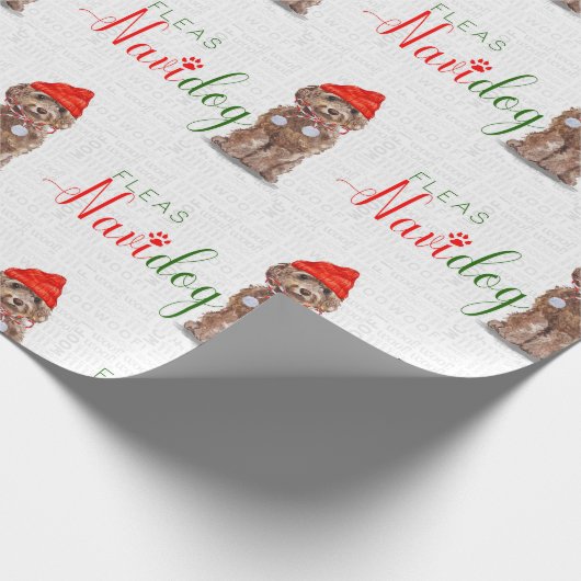 Funny Dog Lover Kerstmis Bruin Cockapoo Cadeaupapier (Hoek)