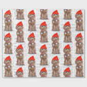 Funny Dog Lover Kerstmis Bruin Cockapoo Cadeaupapier (Vlak)