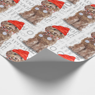 Funny Dog Lover Kerstmis Bruin Cockapoo Cadeaupapier