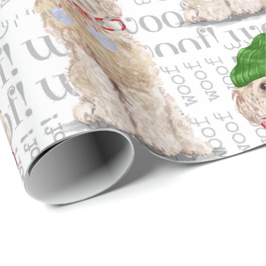 Funny Dog Lover Kerstmis Cockapoo Cadeaupapier (Rol Hoek)