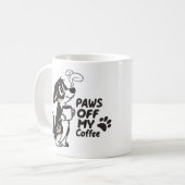 Funny Dog Lover "PAWS OFF MY COFFEE" Cartoon Mok (Voorkant links)