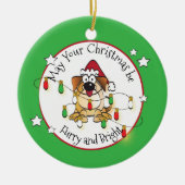 Funny Dog Lover Persoonlijk kerstfeest Keramisch Ornament (Voorkant)