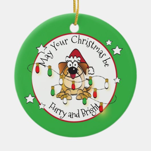 Funny Dog Lover Persoonlijk kerstfeest Keramisch Ornament (Voorkant)