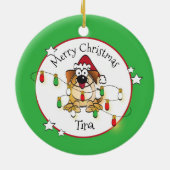 Funny Dog Lover Persoonlijk kerstfeest Keramisch Ornament (Achterkant)