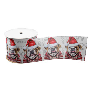 Funny Dog Lover Schattigee Bulldog Kerst Satijnen Lint