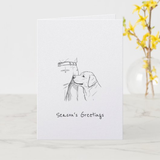 Funny Dog Lover Season's Greetings Christmas Kaart (Gele Bloem)