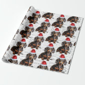 Funny Dog Lover Smooth Dachshund in a Santa Hat Cadeaupapier (Uitgerold)