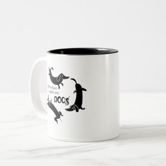 Funny Dog Lover Tweekleurige Koffiemok (Voorkant links)