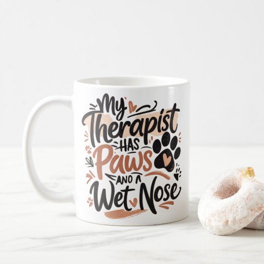Funny Dog Lover Typography Paw Quote Koffiemok (Met donut)